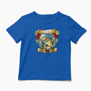 Tricou Pescuit - Vânător de Recorduri - Copii-Albastru Regal